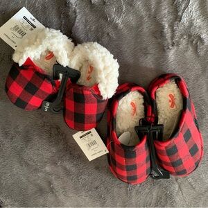 * Kids buffalo check plaid slippers